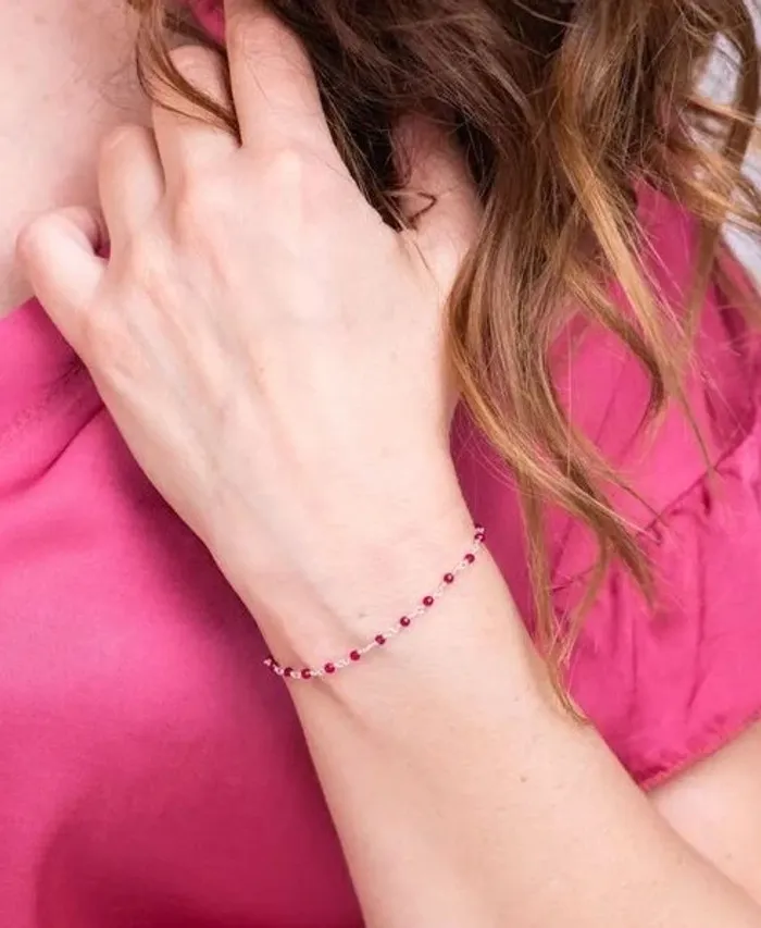 Bracelet "Elsa" Couleur : Argent- Pierres : Rubellite