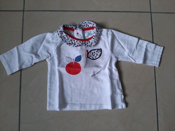 Ensemble tee shirt manches longues + salopette jean fille 3 mois - photo numéro 4