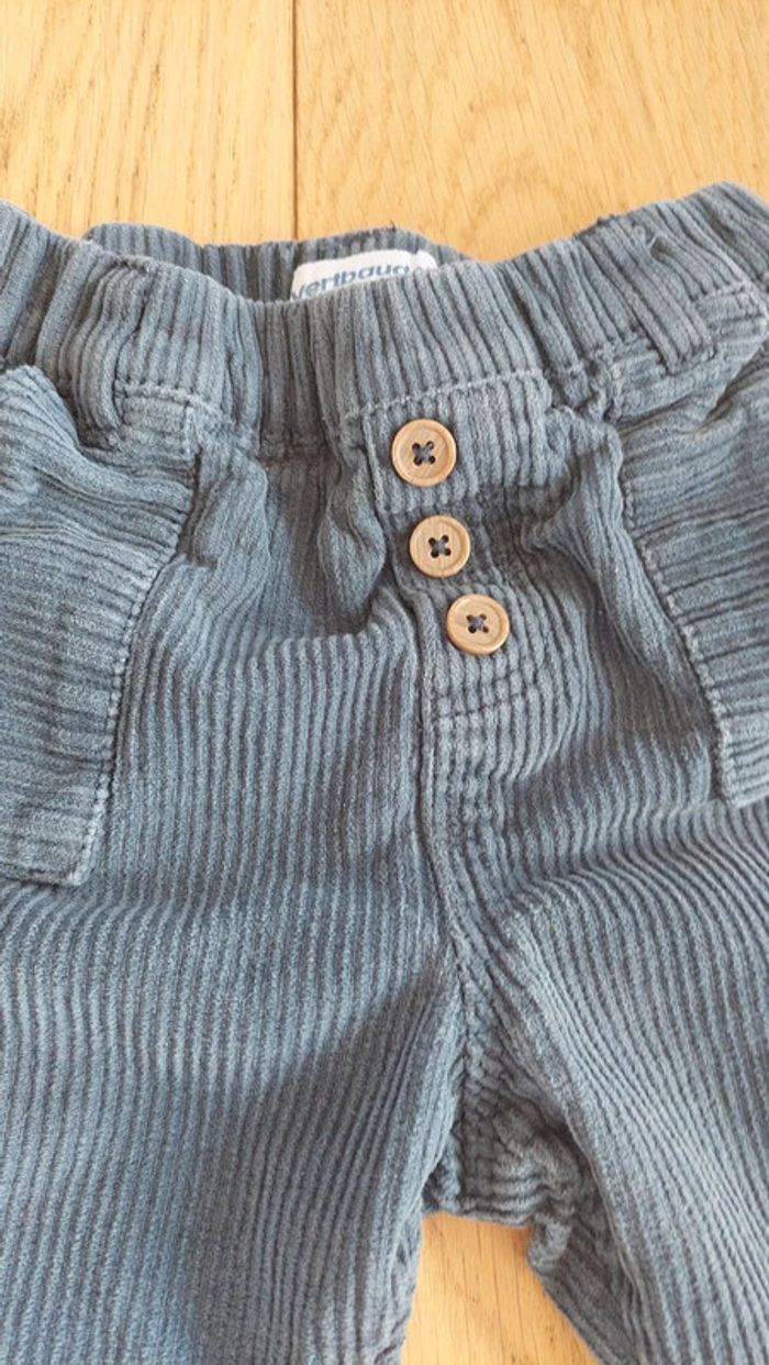 Pantalon 18 mois  en velours côtelé vertbaudet bleu ardoise - photo numéro 4