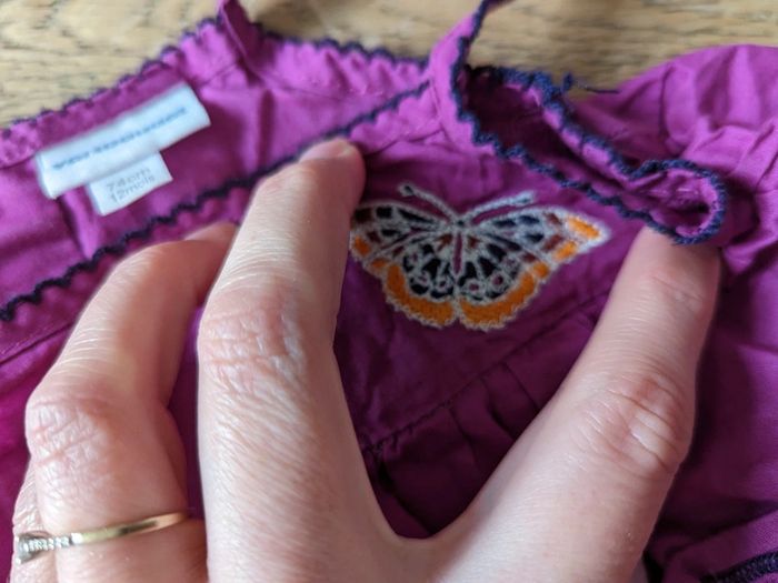 Robe bretelles à volants mauve Verbaudet 12 mois - photo numéro 2