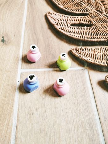 🍀Lot de 4 petites perforatrices avec ours étoile parapluie trèfle scrapbooking loisirs créatifs