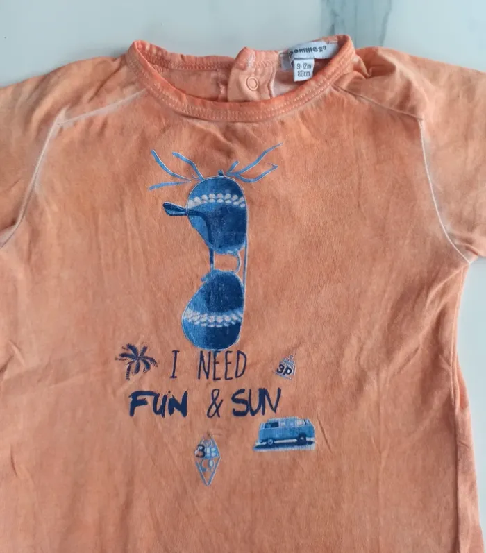 T shirt 3 pommes 9/12 mois - photo numéro 3