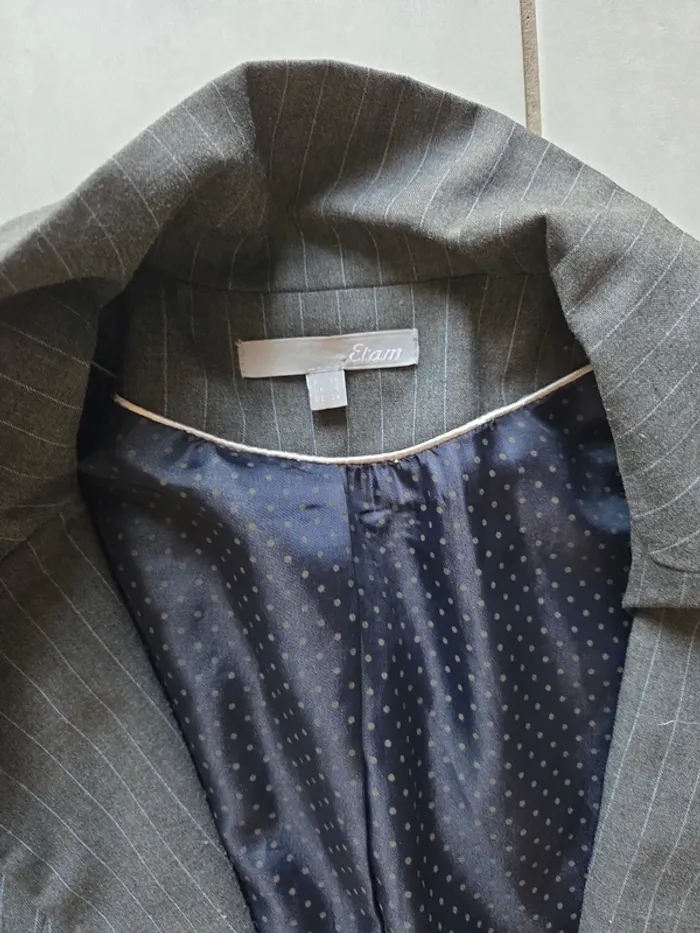 Veste blazer grise et rayures bleu clair Etam - photo numéro 2
