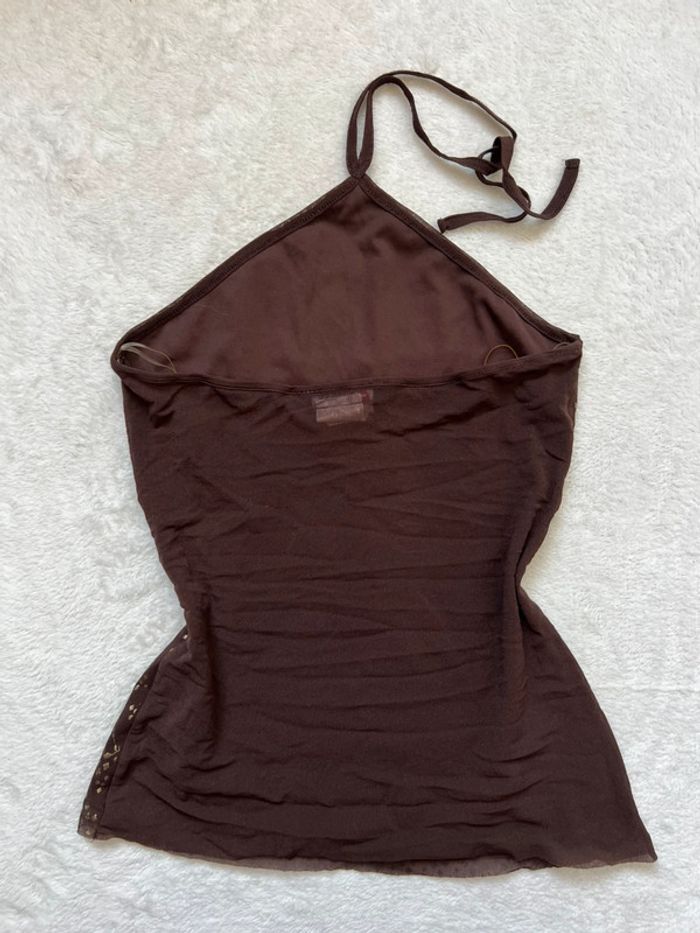 Top vintage marron pailleté à nouer y2k Coquette Summer Ibiza - Taille S - photo numéro 3