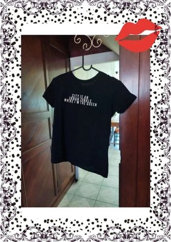 T-shirt noir et blanc floqué citation taille S/M