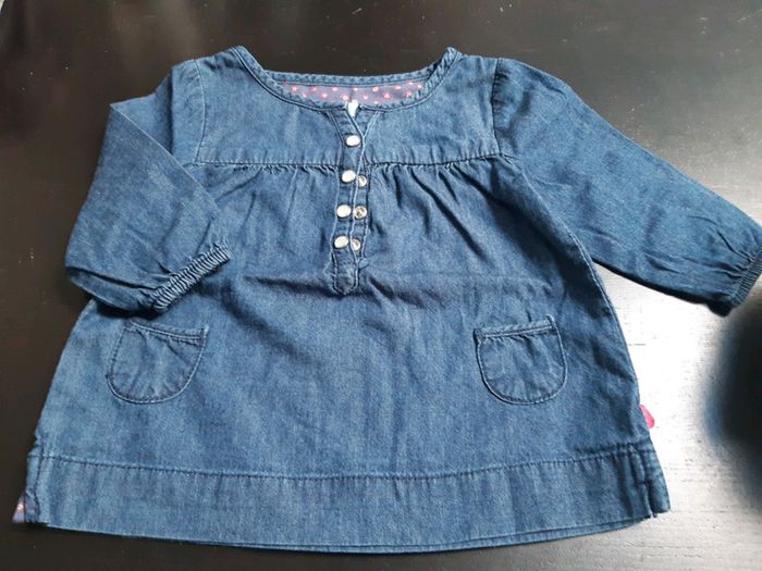 Blouse tunique jean obaibi bebe fille 3 mois