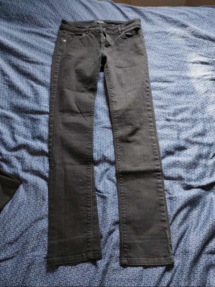 Pantalon jean noir droit vraies poches