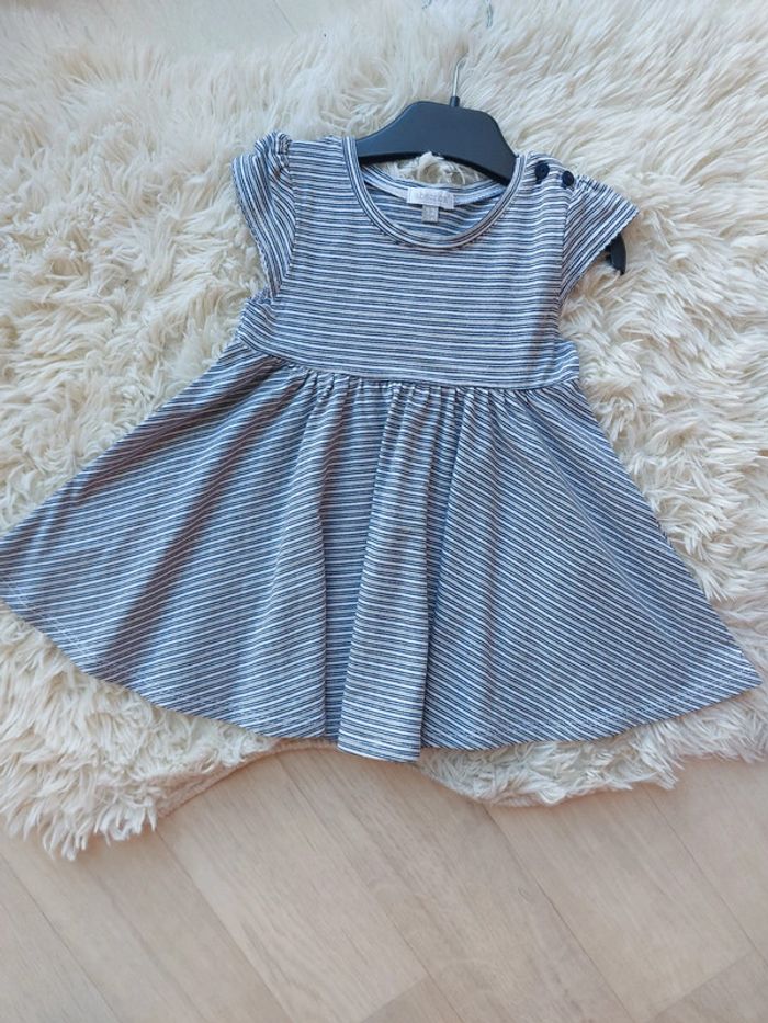 Robe bleu marine à rayures blanches 12 mois - photo numéro 3