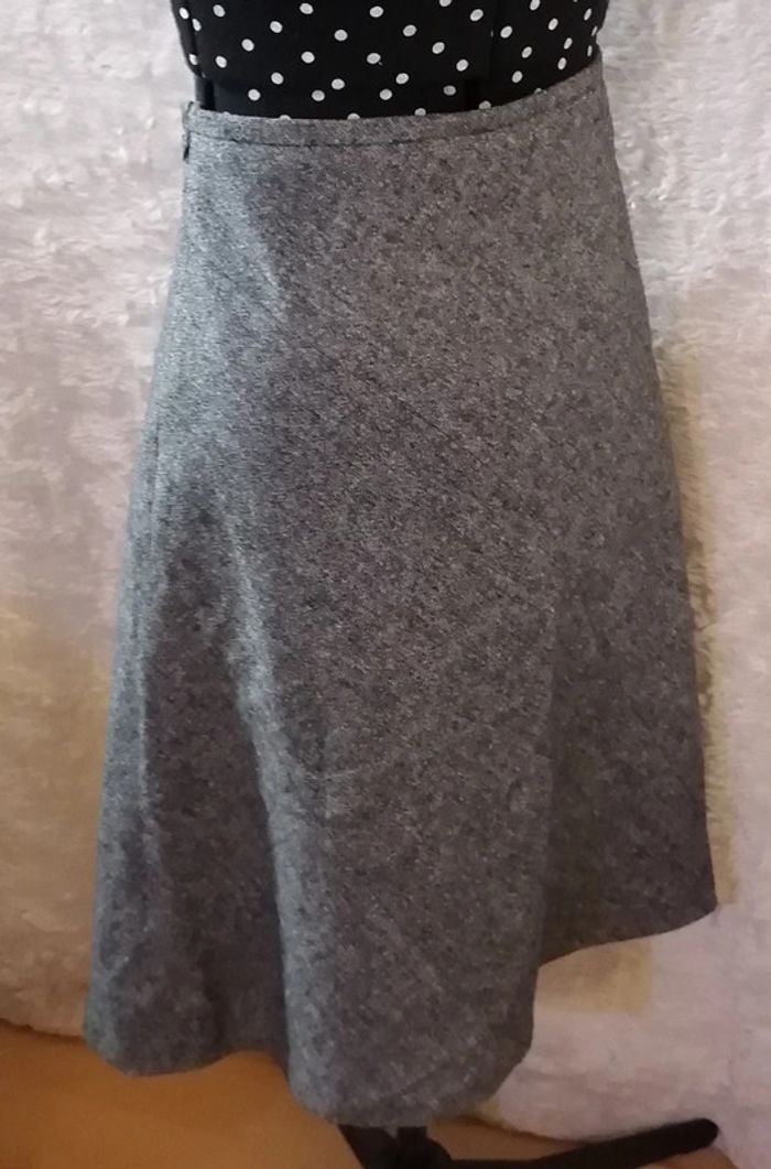 Jupe mi-longue grise type laine Autre ton - photo numéro 3