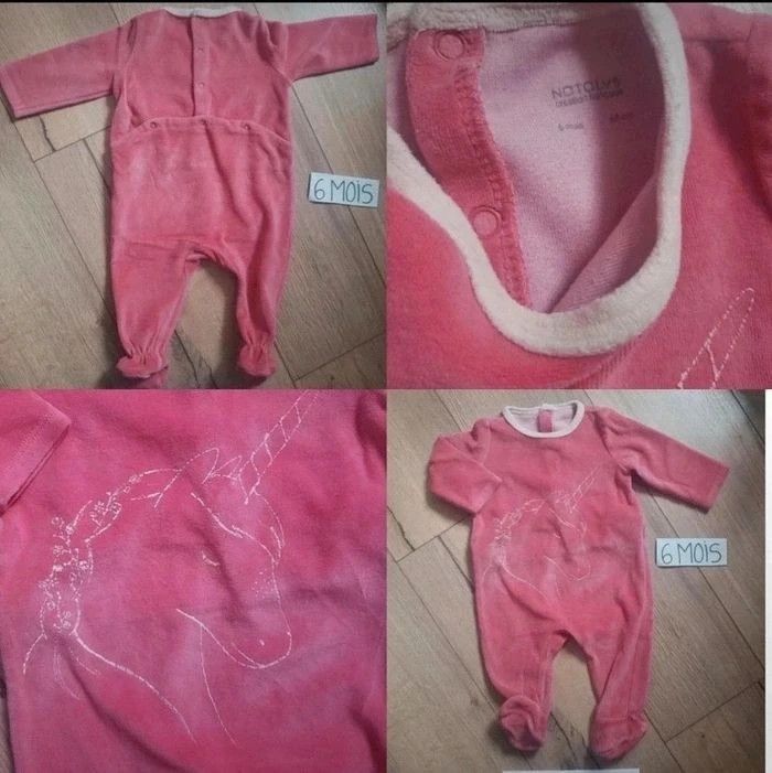 🌸 Lot pyjamas bébé fille 6 mois – velours – hiver 🌸 - photo numéro 8