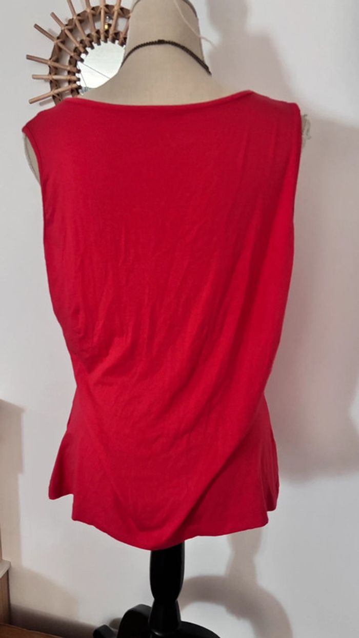 🌺 débardeur rouge col V avec strass taille 44 xxl #dpm - photo numéro 4
