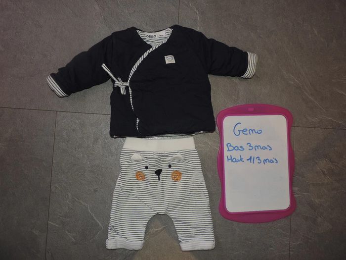 ensemble gémo haut taille 1-3 mois mais taille plus 3 mois réversible bas taille 3 mois - photo numéro 2
