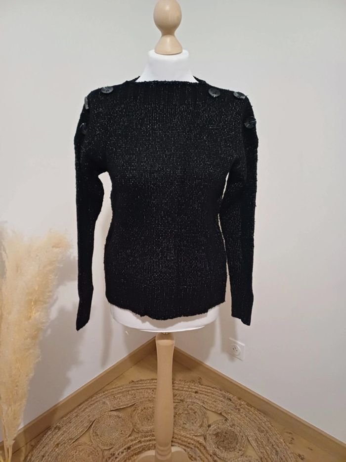 Pull noir chaud avec boutons Colloseum taille S 36 - photo numéro 2