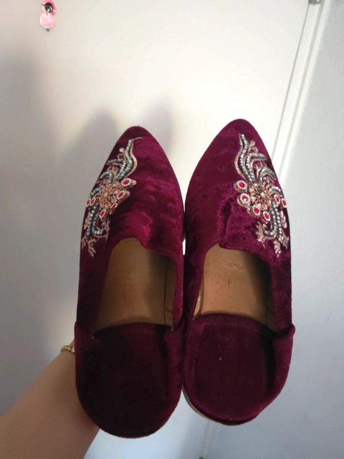 Babouches avec broderie et strass neufs - photo numéro 5