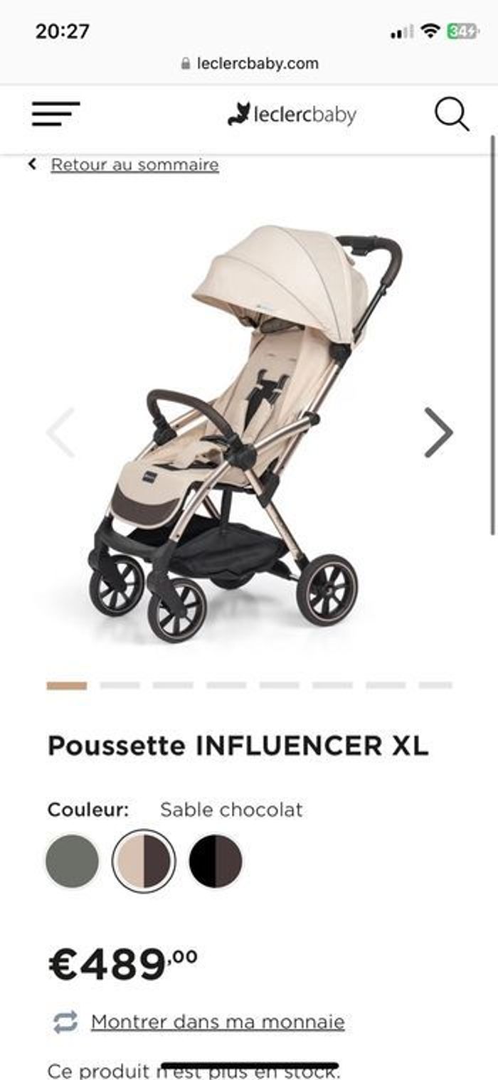 Poussette modele YOYO, LeclercBaby Influencer Xl, 120 euros au lieu de 489 euros (Neuf dans le carton)