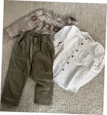 Ensemble 3 pièces pull pantalon chemise taille 18-24 mois C&A