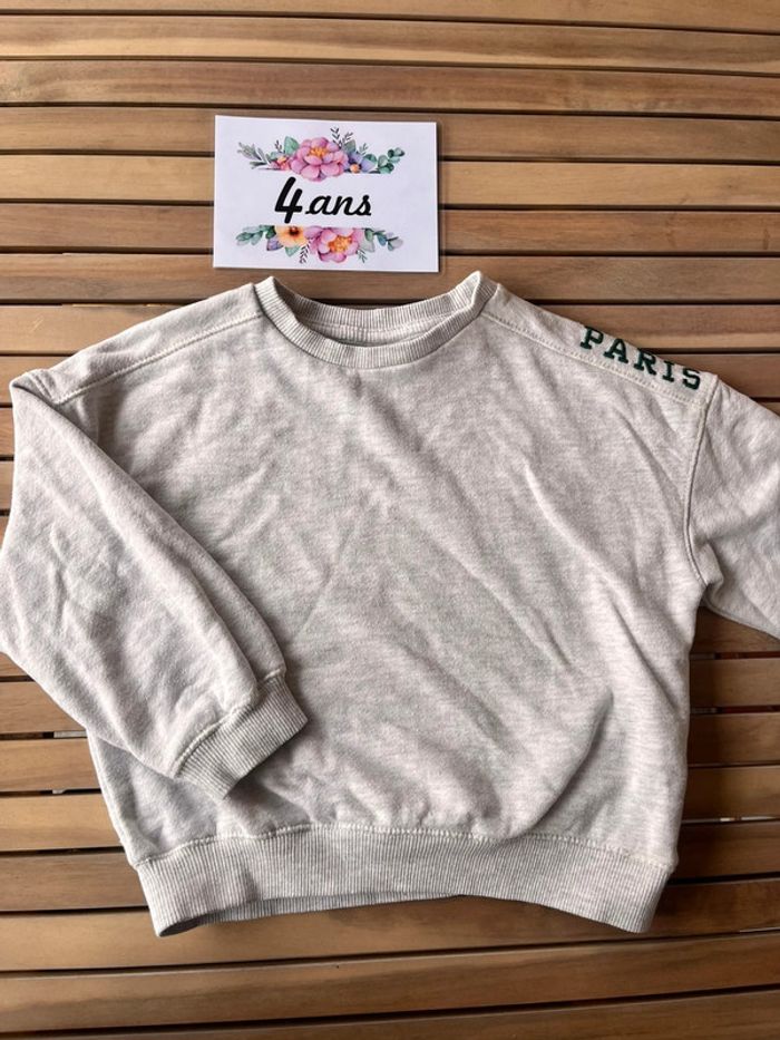 Sweat gris Paris Zara 4 ans