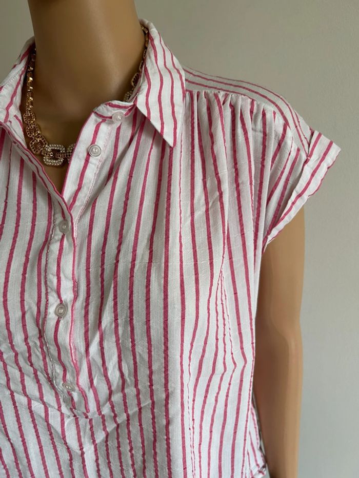 Top court rose et blanc Naf Naf taille 40 jamais porté - photo numéro 6