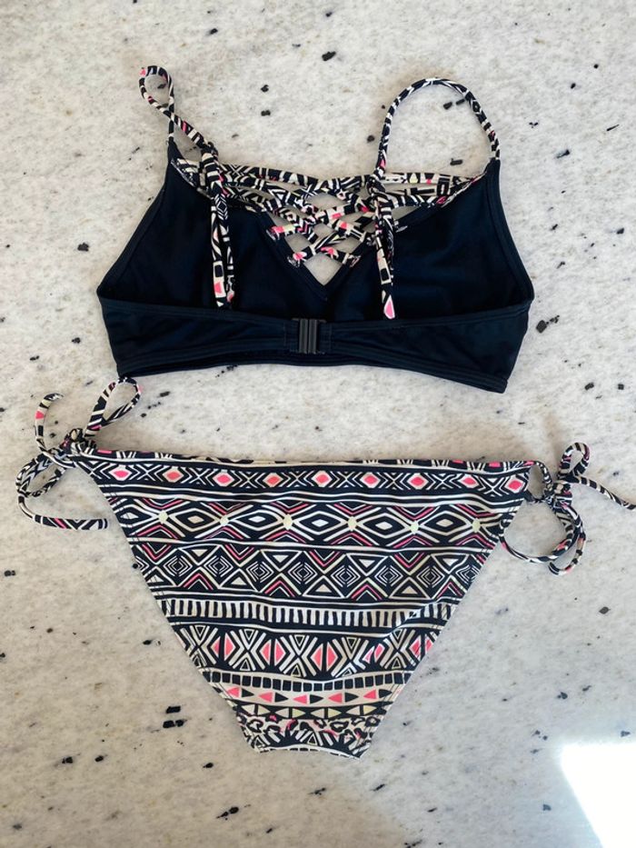 Maillot de bain 2 pièces noir et motifs S - photo numéro 4