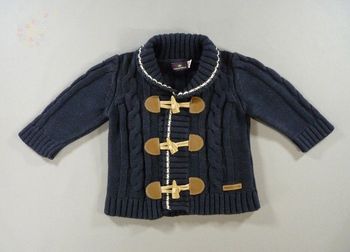 Gilet châle tricot bleu marine marron Sergent Major 9 mois 71 cm garçon