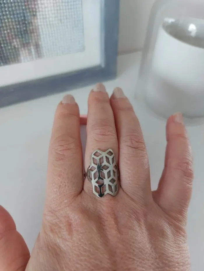 Bague acier inoxydable géométrique - photo numéro 3
