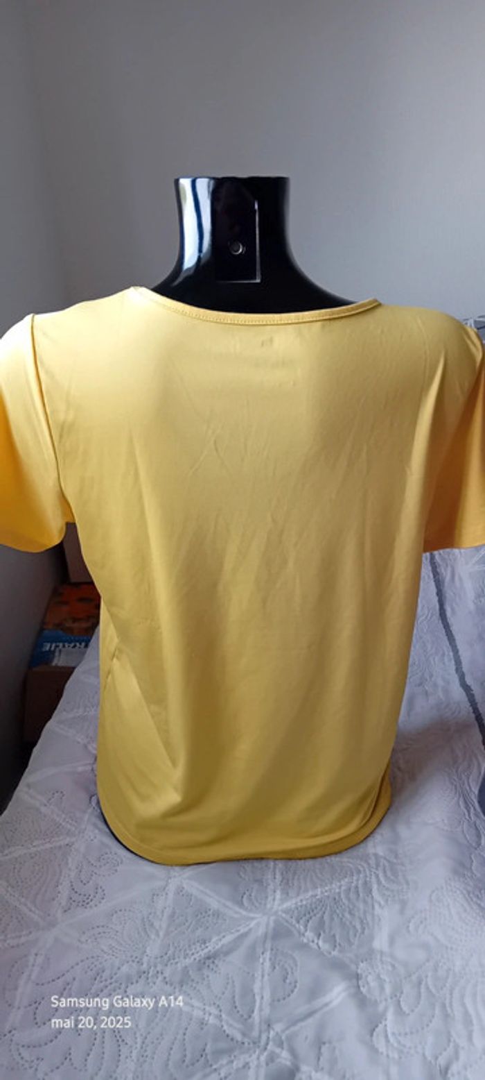 Tee-shirt fluide basique col en V jaune femme XL shein - photo numéro 10
