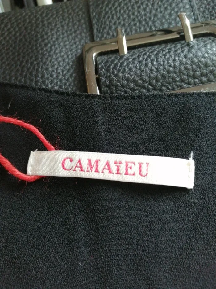 Robe noire manches trois quart col v / camaïeu / (M) - photo numéro 7