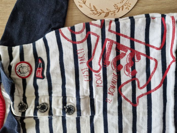 Polo Manches Longues Marinière Bleu Marine Terre de Marins - 6 mois - photo numéro 2