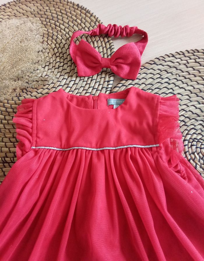 Robe rouge doublée avec tulle à paillettes + bandeau Sergent Major - photo numéro 2