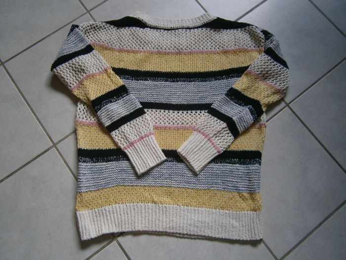 Pull ML à trous rayé multicolores PROMOD Taille L - photo numéro 6