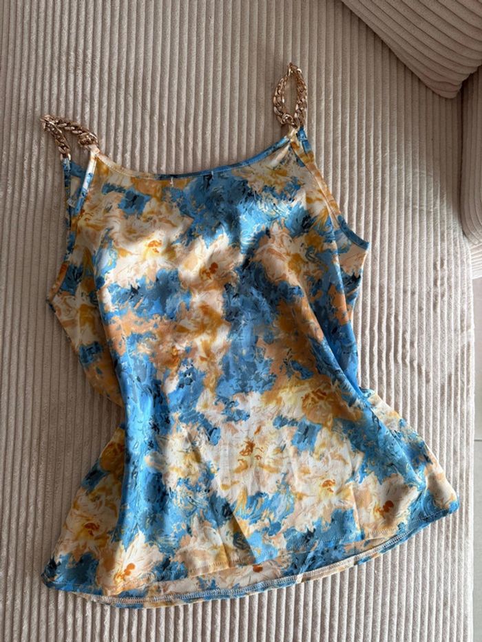 Débardeur bleu et doré - photo numéro 3