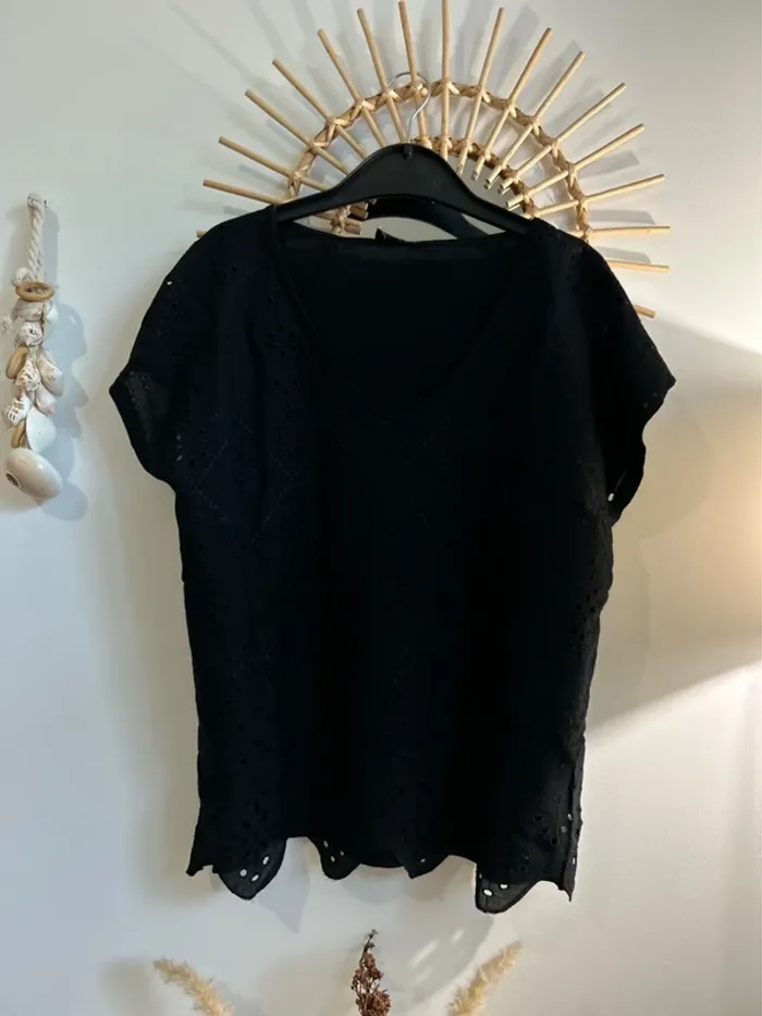 Blouse broderies ajourée à fleurs - photo numéro 3