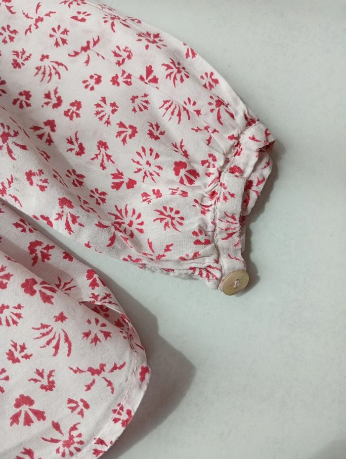 Blouse blanche fleur rose Lili Gaufrette taille 2 ans - photo numéro 5