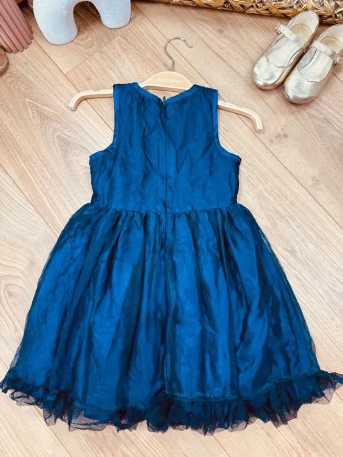 Taille 4 ans Robe de cérémonie fille Orchestra bleu marine * sequins tulle * 🪻 - photo numéro 5