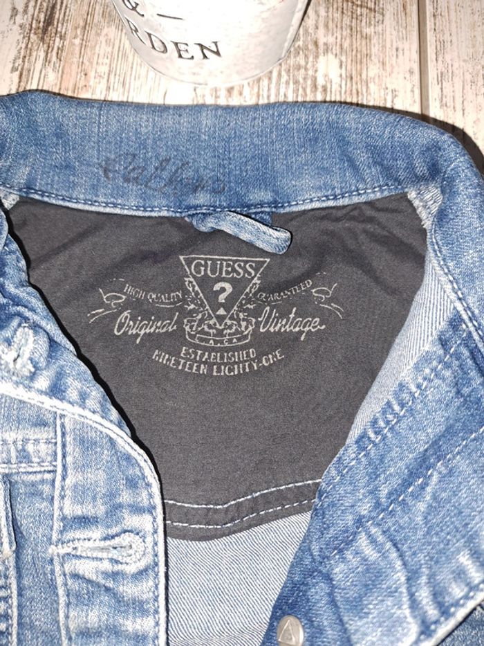 Veste en jean guess logo strass - photo numéro 4