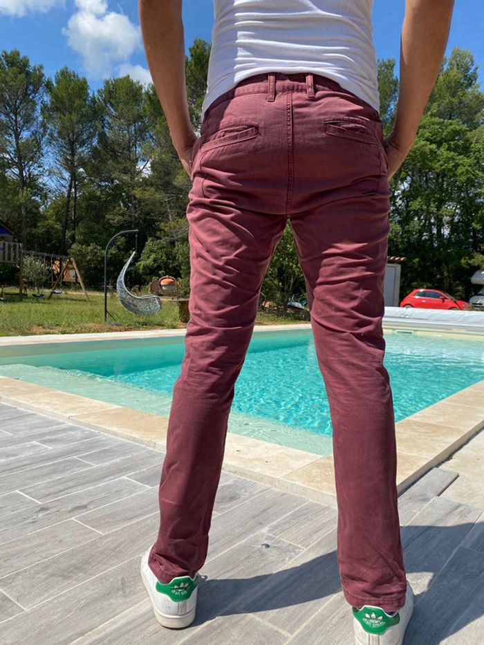 Bershka chino bordeau 42 - photo numéro 3