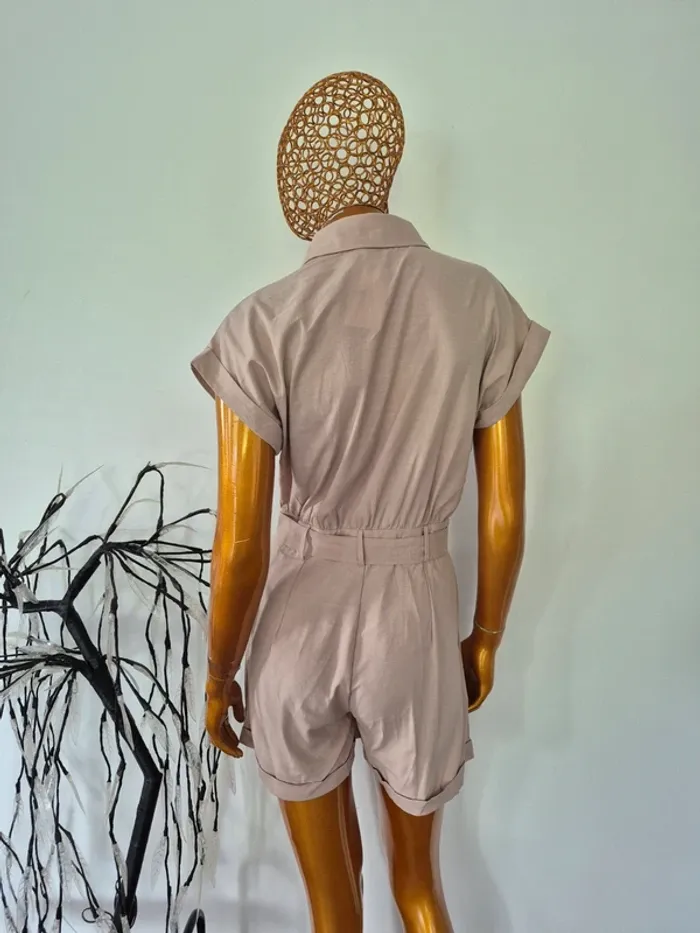 Combishort Crème avec Poches et Ceinture Femme Taille L/40 - photo numéro 2