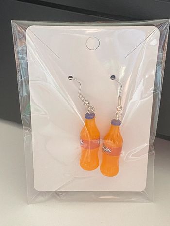 Boucles d’oreilles bouteille soda orange