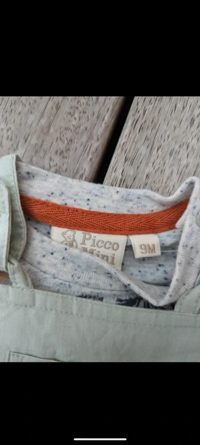 Ensemble neuf combishort+tee-shirt 9 mois picco mini - photo numéro 3