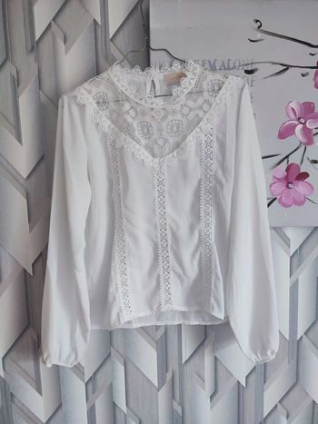 Blouse blanche Garçonne dentelle bohème 