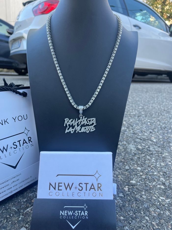 Ensemble Chaîne de Tennis sertie de zirconium + pendentif Real Hasta La Muerté - photo numéro 2