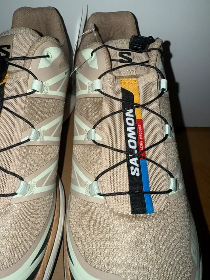Chaussure Salomon XT-6 Beige, Verte Oxford Tan / Carbon / Clearly Aqua - photo numéro 18