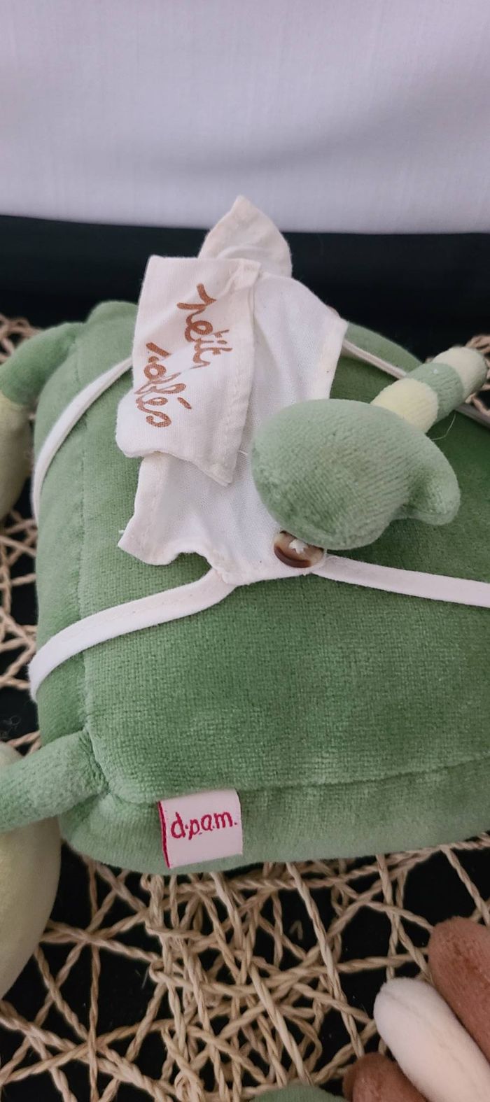 doudou peluche ours chat vert cuisinier les petits sablés dpam - - photo numéro 2