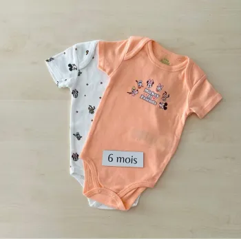 Lot de 2 bodies fille Minnie  6 mois