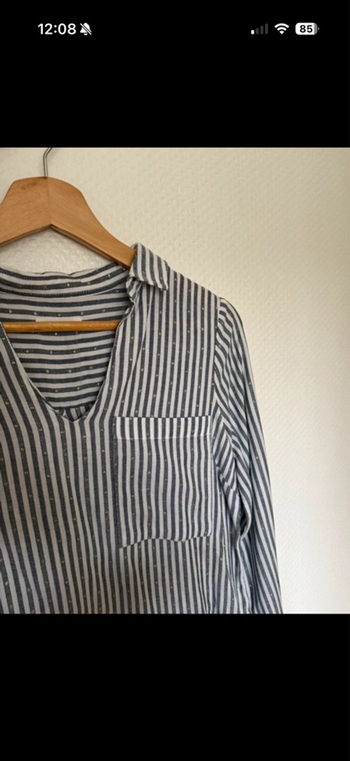 Blouse à rayures et doré
