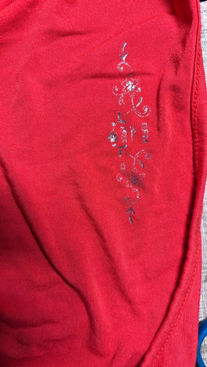 🌺 débardeur rouge col V avec strass taille 44 xxl #dpm - photo numéro 6