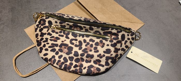 Sac banane grand modèle – Velours léopard 7 Nude – Plusieurs compartiments - photo numéro 2