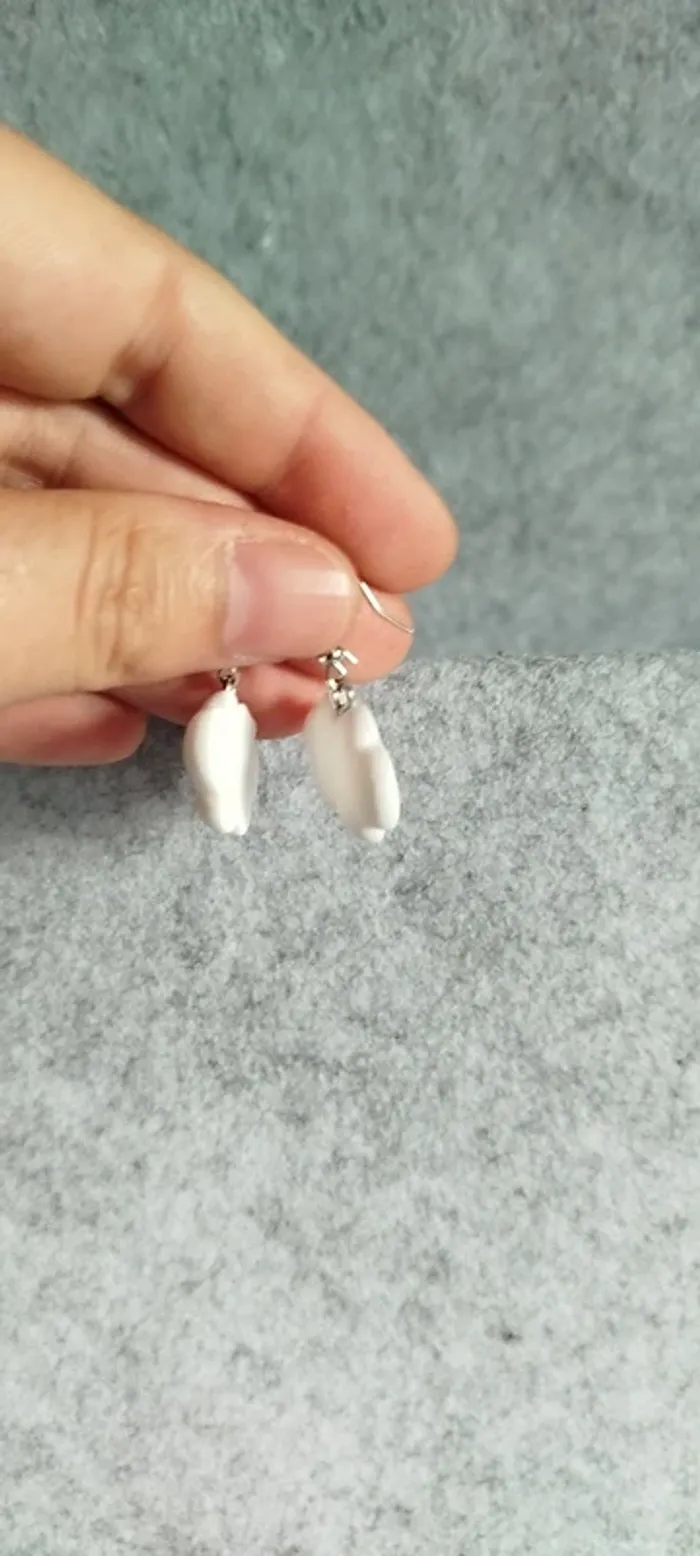 🍄 Boucles d’oreilles ▪ nuage blanc fantaisie - photo numéro 2