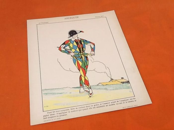 4 anciennes planches à dessin Mes premiers pinceaux Arlequin, Polichinelle, Magicien, Clown - photo numéro 7