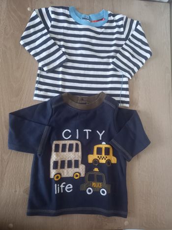 Lot de 2 t-shirts ML garçon 6 mois